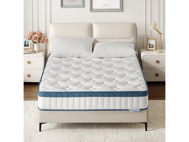 Tribesigns matelas 140 x 190 cm, matelas à ressorts ensachés, dureté h3, hauteur 25 cm, certifiée oeko-tex & certipur, ressorts + mémoire  - Conforama B