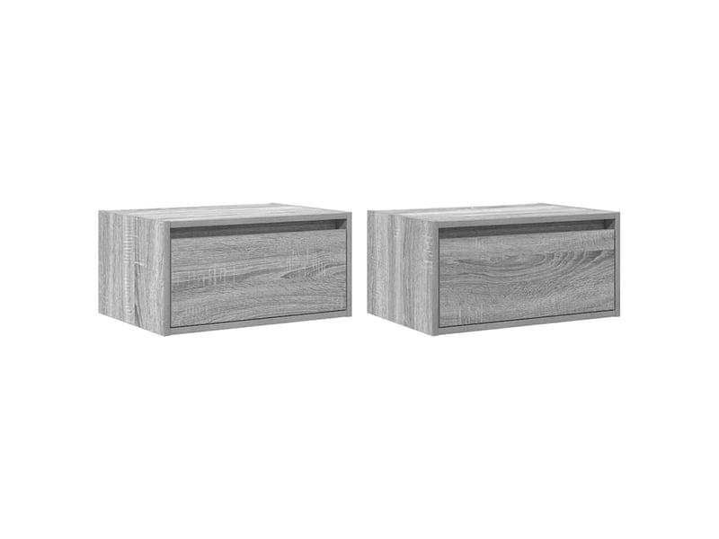  Lot de 2 table de chevet mural avec lumières led sonoma gris shl26139  - Conforama C