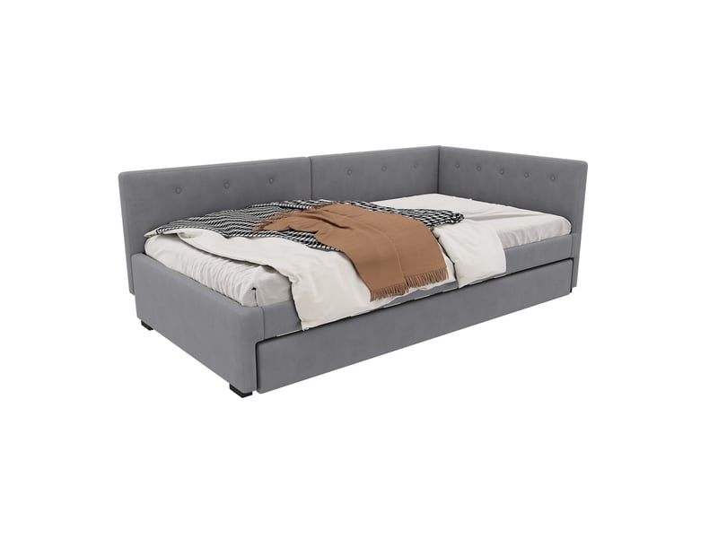 Lit banquette gris 90x200 cm avec lit gigogne, canapé-lit, style minimaliste, convertible - Conforama D