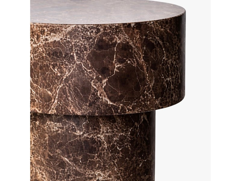  Table d'appoint ronde en marbre d'ingénierie marron d39 cm  - Conforama C