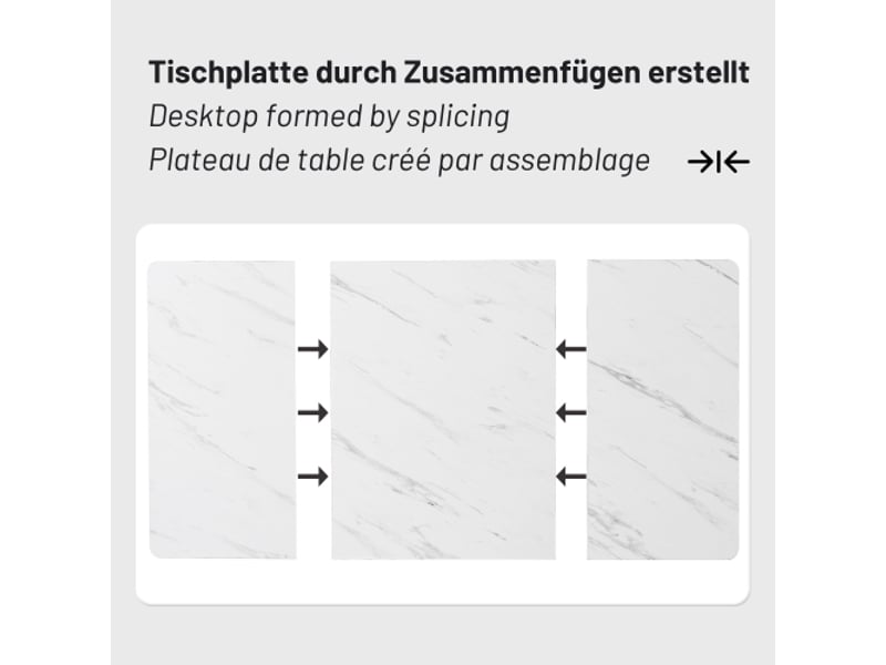 Table de séjour rectangulaire fixe blanc+doré - 80x140-140max. Cm mdf table bicolore - Conforama D