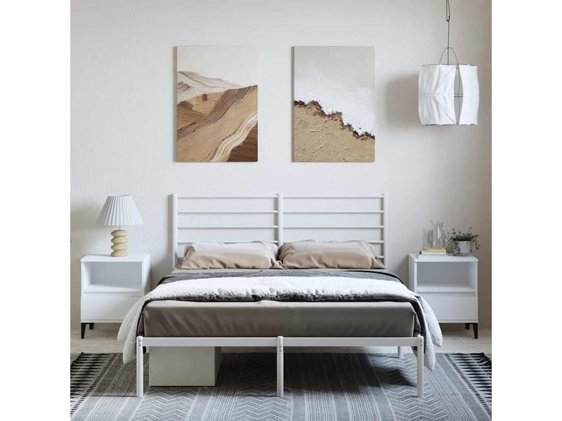  Lit double- lit adulte -  cadre de lit métal sans matelas et tête de lit blanc 135x190 cm  - Conforama B