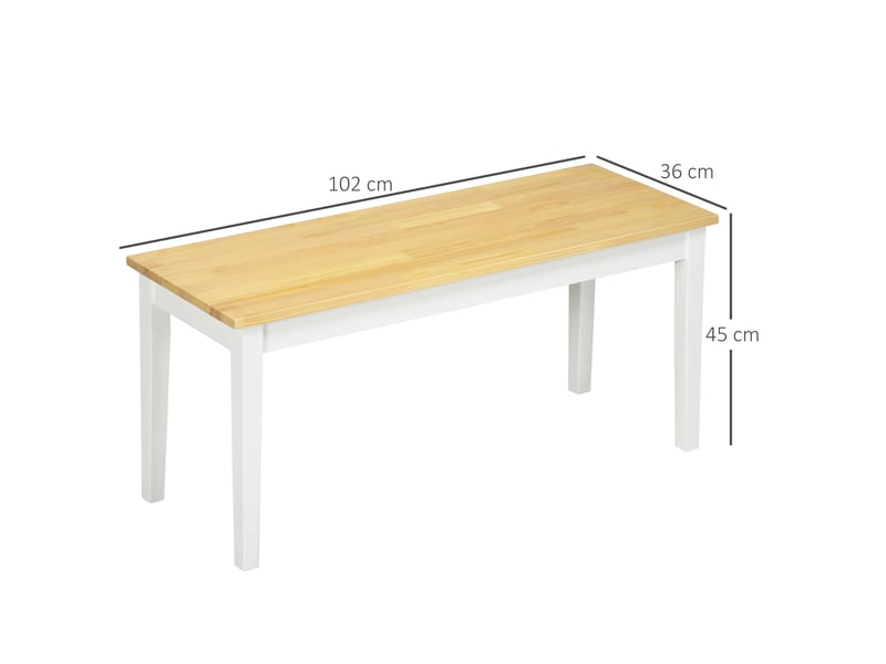  Banc en bois pour 2 personnes bicolore assise naturelle et piètement blanc 102 x 36 x 45 cm  - Conforama E