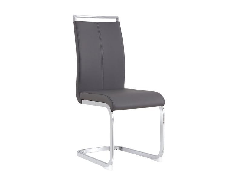 Lot de 4 chaises de salle à manger, 42x54x100 cm, avec structure chromée, pu, gris - Conforama A