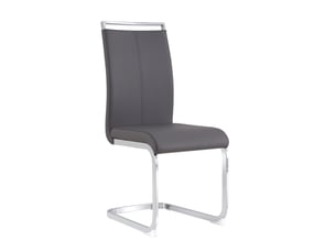 Lot de 4 chaises de salle à manger, 42x54x100 cm, avec structure chromée, pu, gris