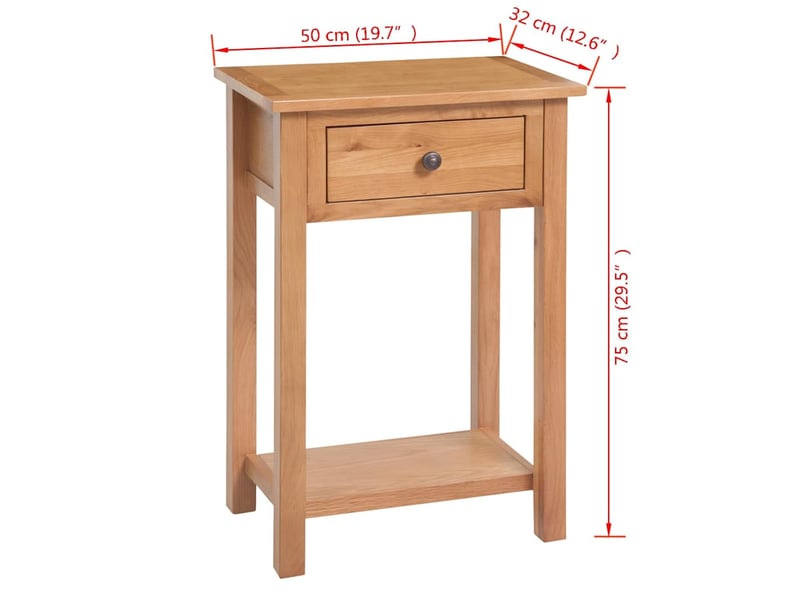 Table de chevet - table console 50 x 32 x 75 cm bois de chêne massif - Conforama E