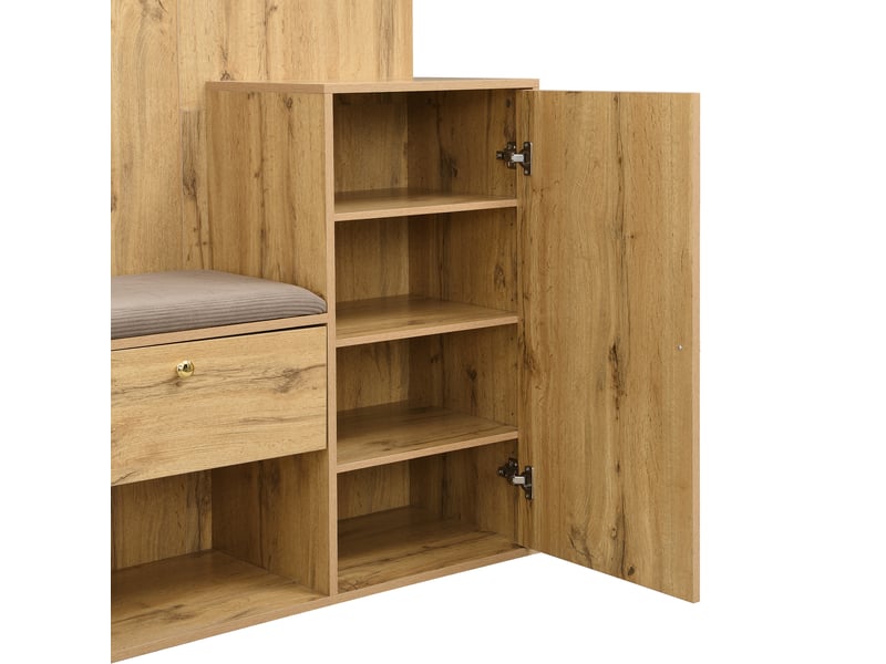  Vestiaire d'entrée avec miroir banc et porte-parapluie en mdf 115 x 37 x 185 cm  - Conforama D