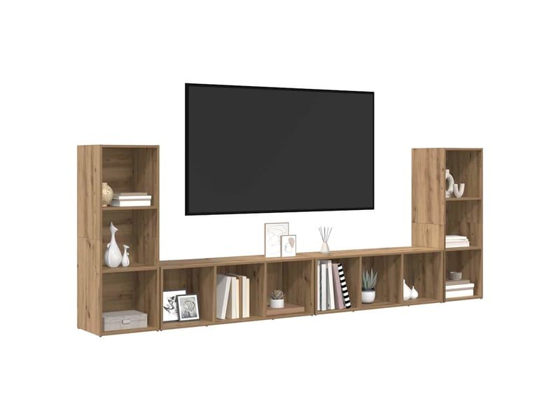  Ensemble meuble tv - banc tv - meuble de rangement 4 pcs chêne artisanal bois d'ingénierie  - Conforama C
