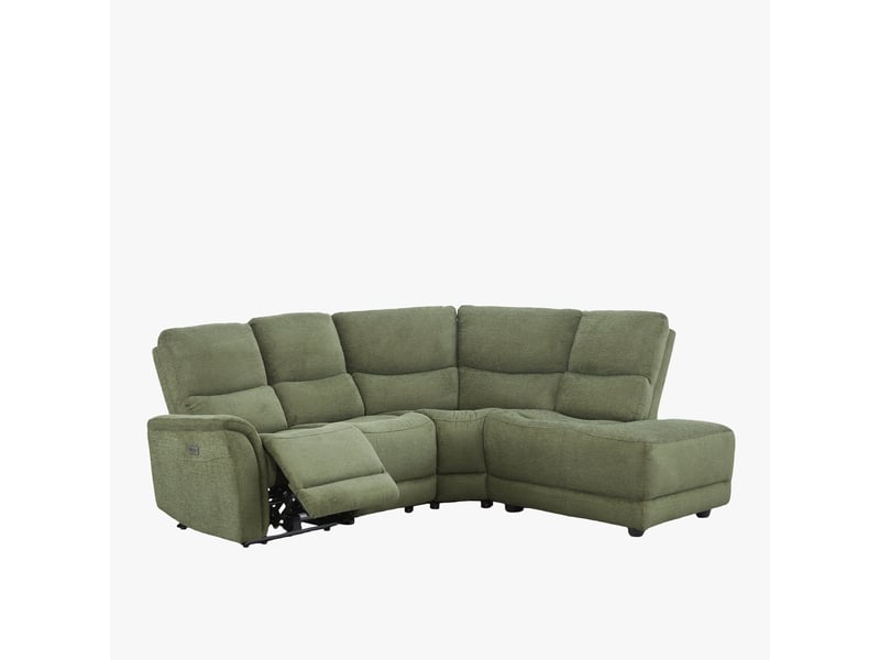  Canapé d'angle relax électrique en tissu vert - angle droit  - Conforama C