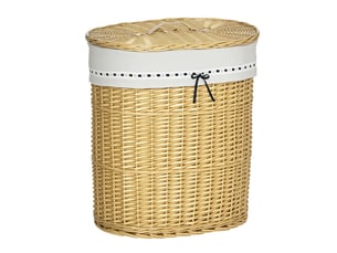 Panier à linge en osier avec couvercle et sac amovible naturel 51x38x57 cm