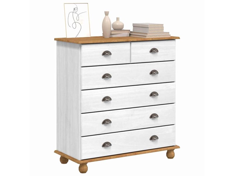  Commode chambre adulte, armoire à tiroirs askim blanc 91x40x95,5 cm bois de pin massif  - Conforama C