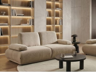 Canapé droit fixe BELIANI 3 places Tissu beige avec coffre de rangement