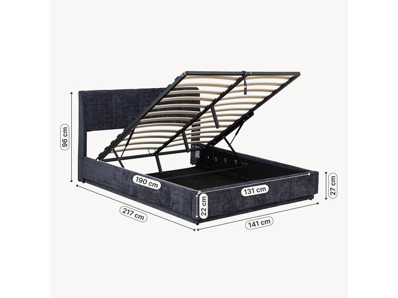  Lit double capitonné tröstiar avec éclairage led 140 x 200 cm bleu [en.casa] Tröstiar - Conforama D