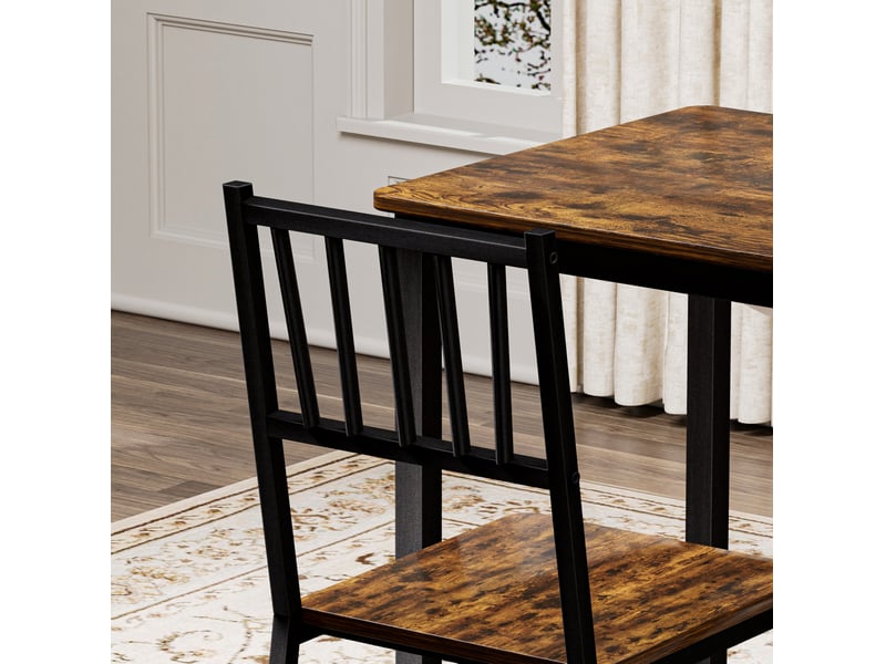  Ensemble table à manger 90x60x75,5 cm, 2 chaises, style industriel, meuble chambre, aggloméré et métal, marron et noir  - Conforama E