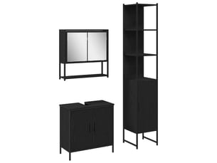 Ensemble de mobilier de salle de bain 3 pièces noir cf64489