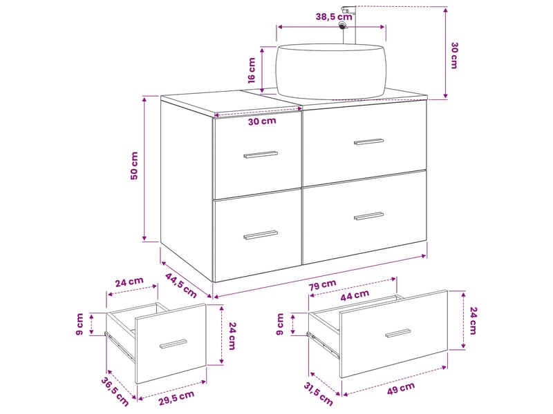  Ensemble de mobilier de salle de bain 2 pc blanc cf63984  - Conforama E