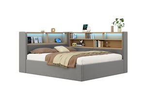 Lit coffre 140x190 cm WISHDOR   coloris gris
