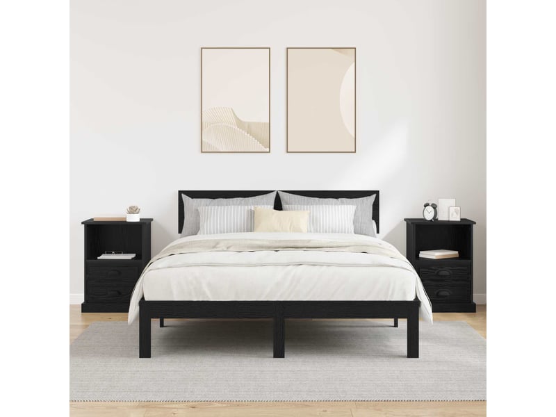 Table de chevet - cabinet de chevet - table de nuit 2 pc chêne noir 36 x 43 x 60 cm - Conforama C