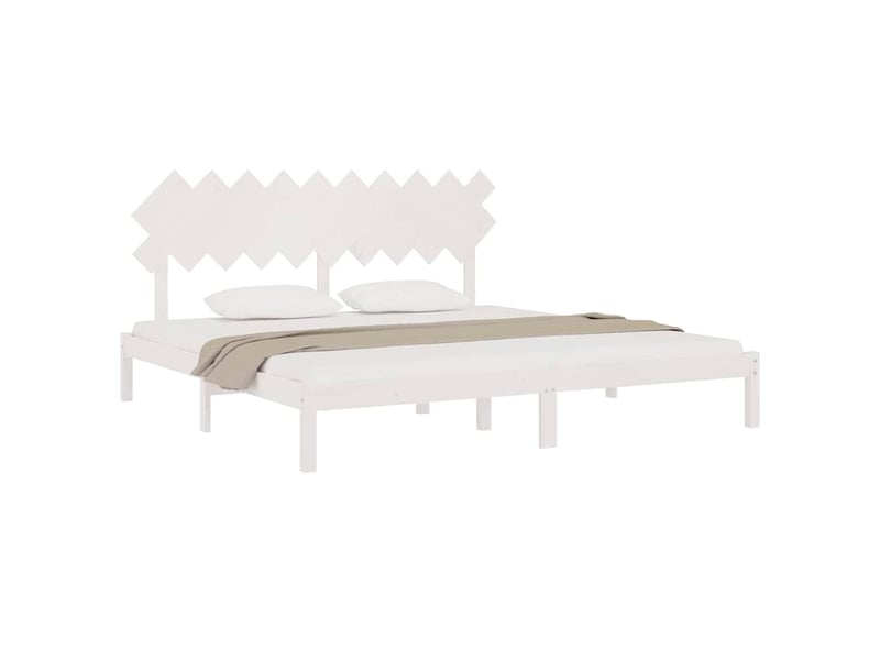  Lit double- lit adulte -  cadre de lit sans matelas blanc 200x200 cm bois massif  - Conforama B