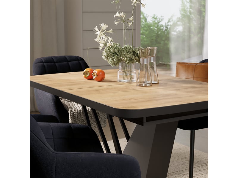  Vicco ensemble de table à manger, chêne de force dorénoir, 120x80cm avec 4 chaises de salle à manger  - Conforama D