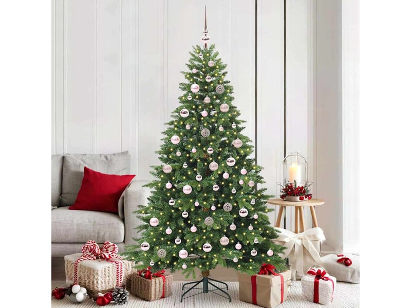  Sapin de noël artificiel, arbre de noël avec 300 led vert 180 cm pe et pvc shl4240  - Conforama B