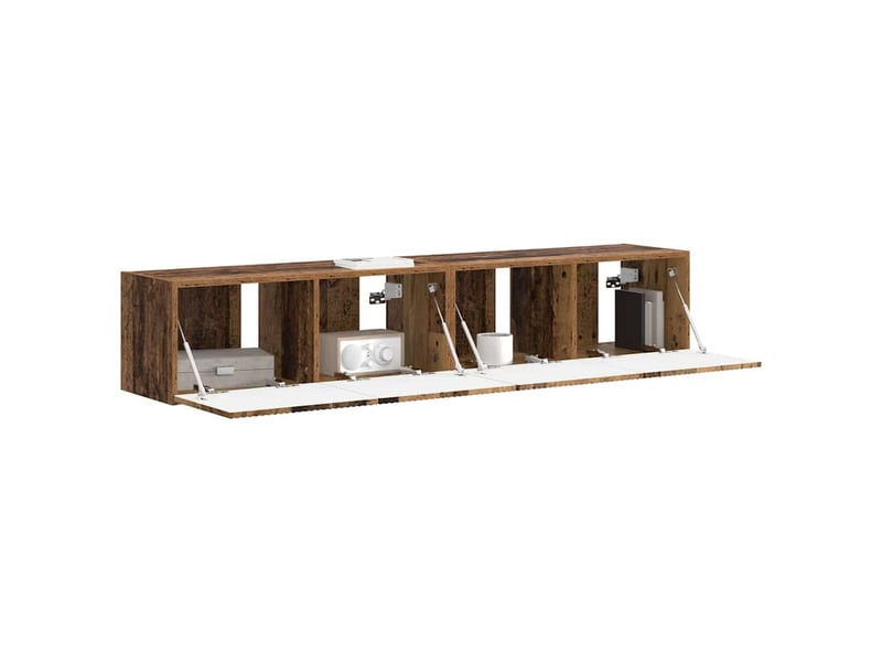  Meuble tv - banc tv - meuble de rangement mural 2 pcs bois ancien bois d'ingénierie  - Conforama C