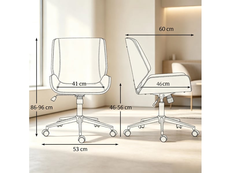  Chaise de bureau ergonomique réglable en hauteur, pivotante à 360° sur roulettes, en bois noir et marron foncé  - Conforama C