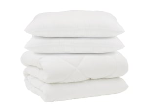 Couette avec oreillers 3 pcs - duvet blanc microfibre et plumes d'oie