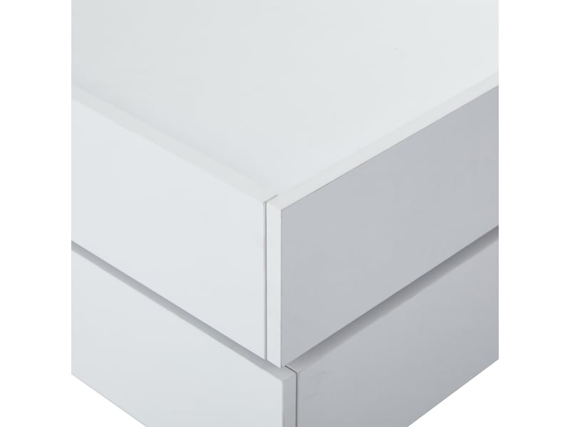  Table basse pivotante à 360° avec 2 tiroirs pour salon en panneaux de particules 60×60×38 cm blanc  - Conforama D