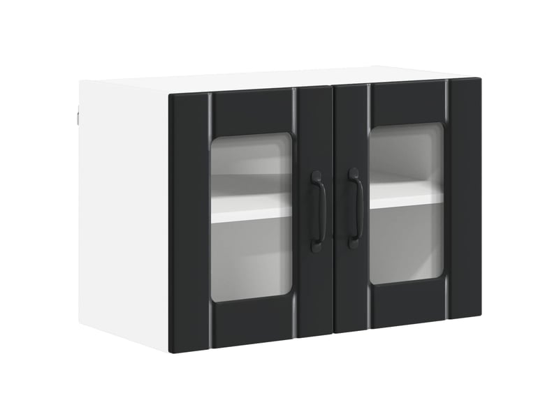 Meuble mural de cuisine, cabinet en verre mural 2 pcs noir bois d'ingénierie shl7466 - Conforama E