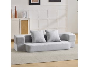 Canapé convertible 2 places pliable pour couchage d’appoint - mousse mémoire, tissu gris clair