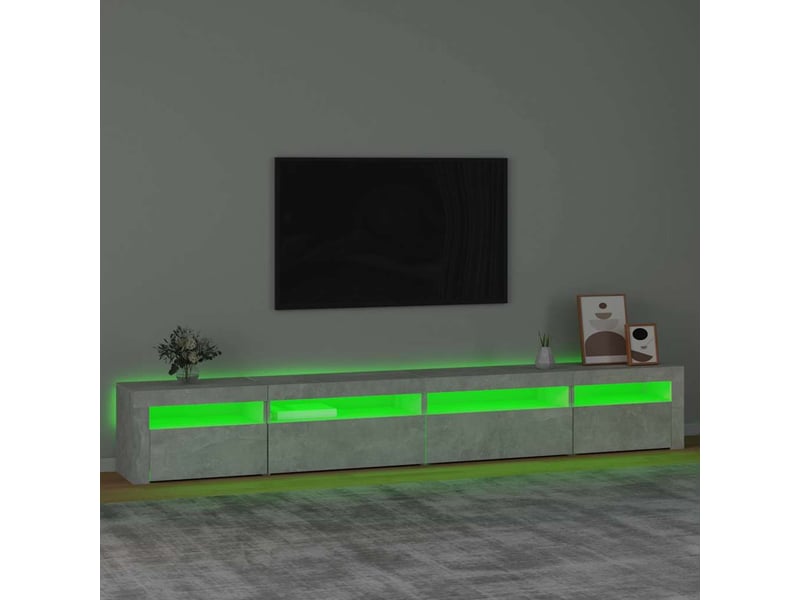  Meuble tv - banc tv - meuble de rangement avec lumières led gris béton 270x35x40 cm  - Conforama D