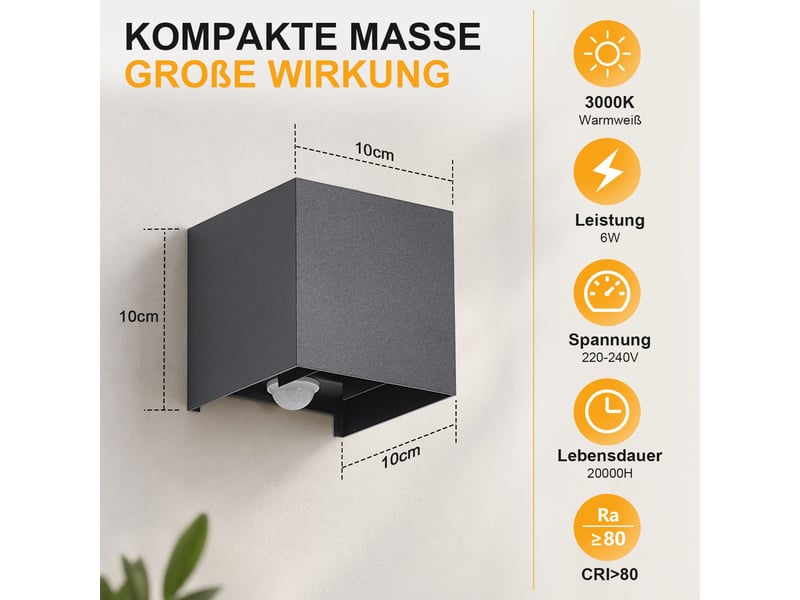 Zmh appliques murale led lot de 4 applique murale noire 3000k ip54 éclairage up down pour jardin ZMH - Conforama E