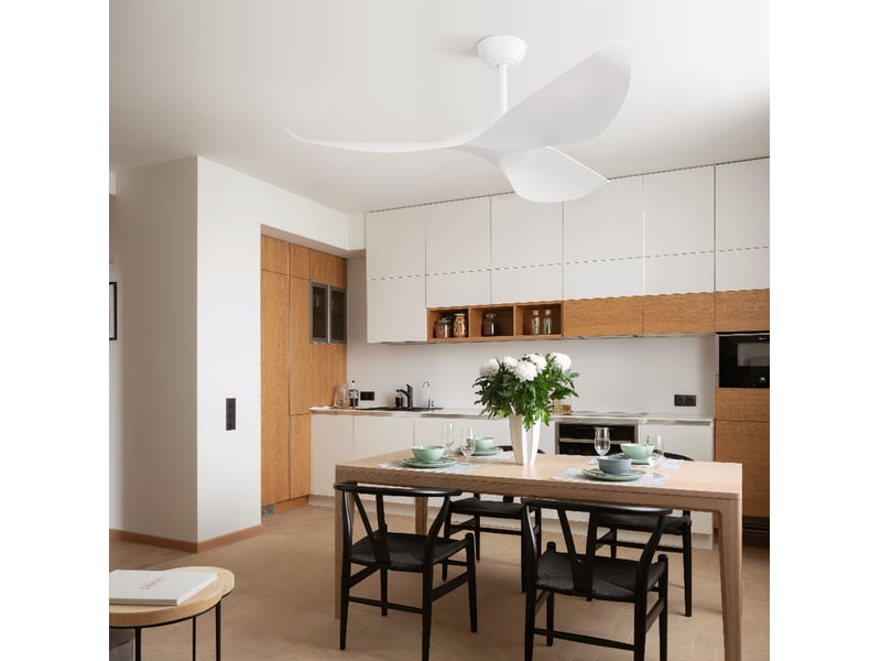  Ventilateur de plafond 96,5 cm blanc mat avec moteur dc réversible et télécommande  - Conforama E
