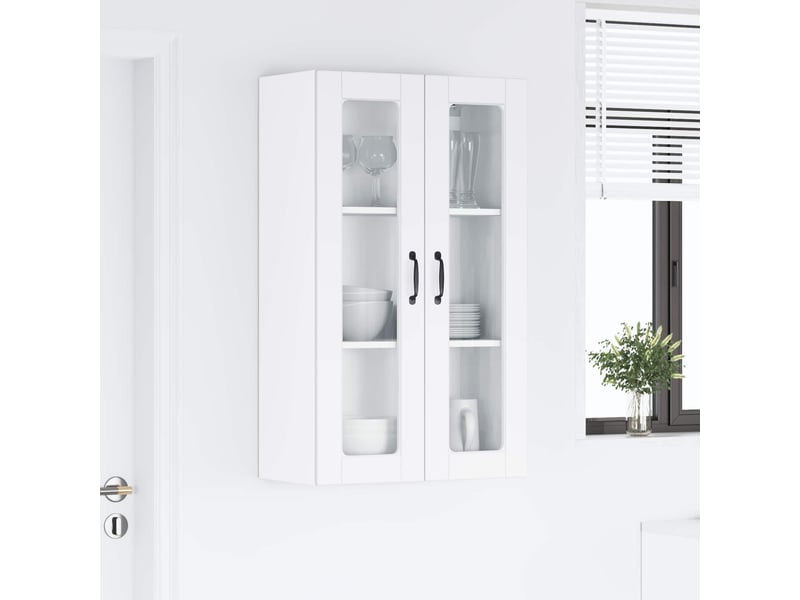  Meuble mural de cuisine, cabinet en verre mural blanc 60x31x100cm shl2165  - Conforama D