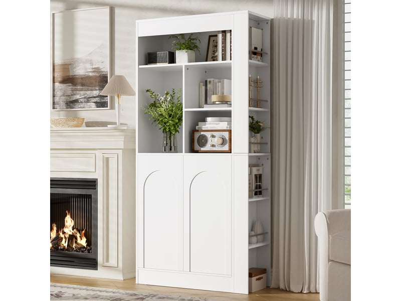  Armoire de rangement haute 2 portes étagères panneau de particules blanc 85x35x180 cm N657P45705051W - Conforama E