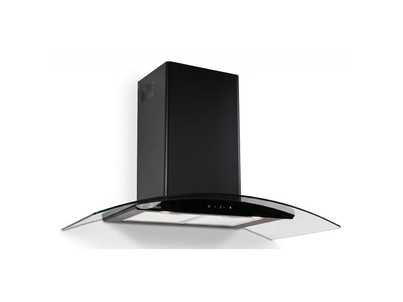 Hotte decorative murale 90 cm - verre et noir - 850 m3h - moteur brushless a+++ commande tactile et gestuelle - beldeko - Conforama B