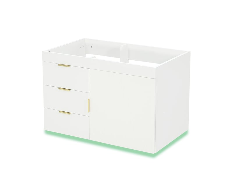 Meuble vasque mural blanc 76 cm avec lavabo, led, appli et soft-close - Conforama E