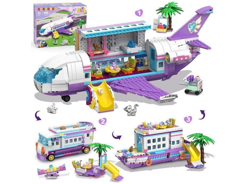  Jeu de construction 3 en 1 808 pieces avion bateau camping car violet 151498_AAAPV99185_6_DROPFR - Conforama A