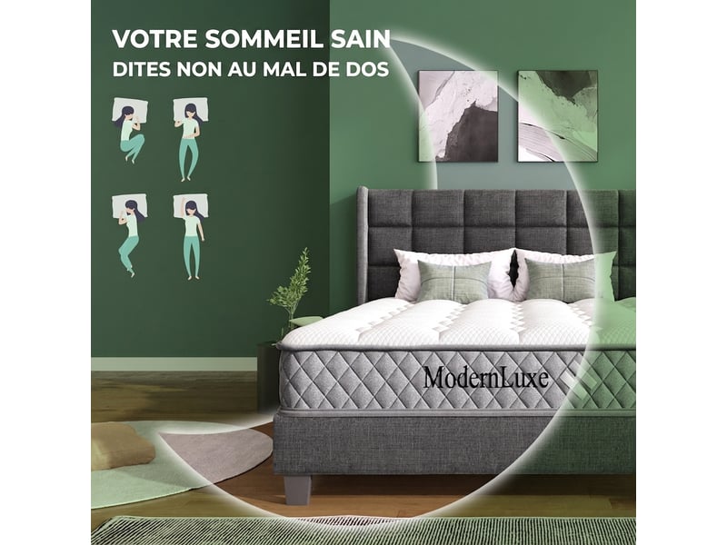  Matelas 180x200 cm à ressorts ensachés 7 zones, mousse à froid, fermeté h3, épaisseur 20 cm  - Conforama D
