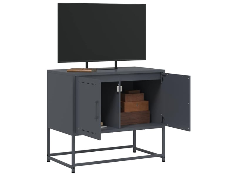  Meuble tv - banc tv - meuble de rangement anthracite 68,5x39x60,5 cm acier  - Conforama E