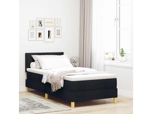 Lit adulte, lit simple, lit à ressorts avec coussin noir 90x200cm tissu cf16830