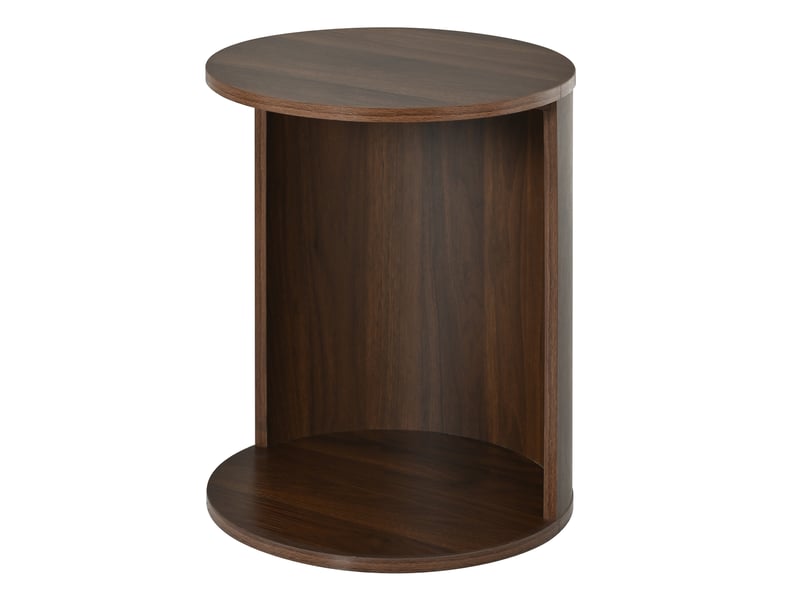 Table basse ronde avec tabouret rembourré encastrable en mdf et pin, noyer, pour salon et chambre, 38 × 38 × 47,5 cm - Conforama E