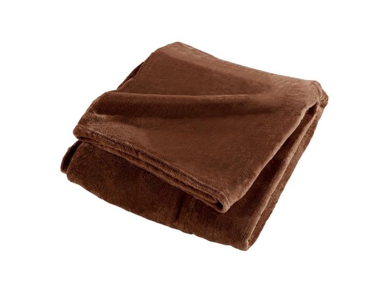  Plaid uni en flanelle flanou 125x150cm choco  - Conforama A