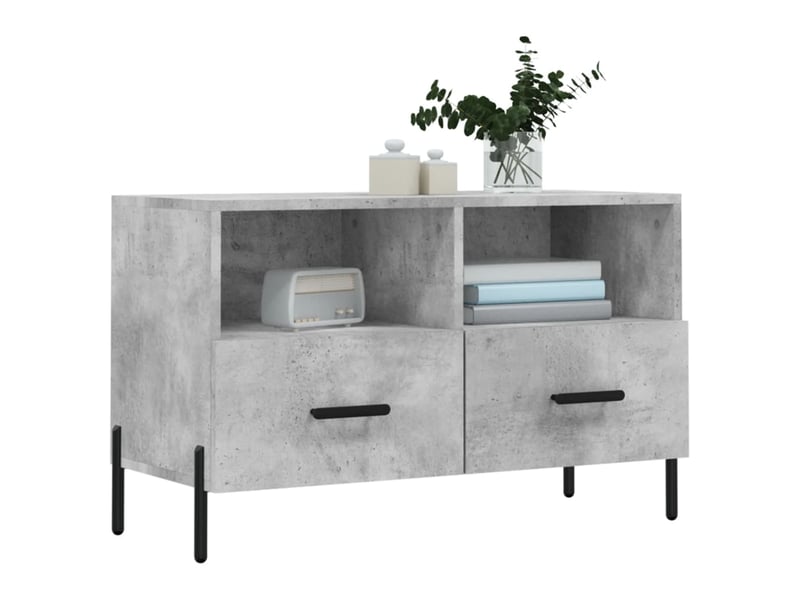  Meuble tv - banc tv - meuble de rangement gris béton 80x36x50 cm bois d'ingénierie  - Conforama C