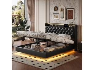 Lit 2 places 160x200 cm <strong>SANS MARQUE</strong>  <strong></strong> coloris noir