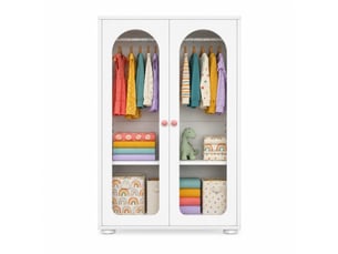 Armoire enfant 2 portes blanc, mdf et acrylique, 80 x 50 x 120 cm