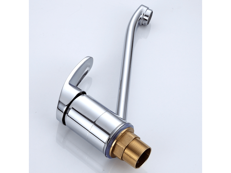  Robinet universel à long bec pivotant à 180°, eau chaude et froide, un seul trou, style court, argenté  - Conforama D