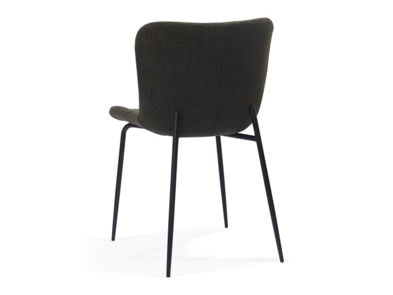 Chaises de salle à manger modernes, dossier rond et haut, assise en tissu, pieds métalliques – lot de 2, 3 coloris  - Conforama E