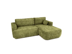 Canapé d'angle droit convertible   4 places Tissu vert avec coffre de rangement